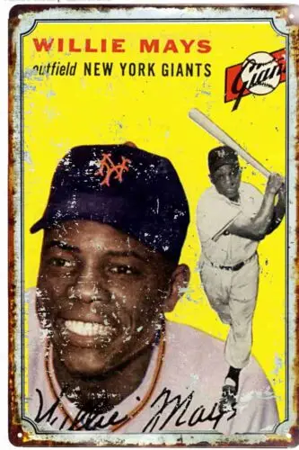 Бейсбольная Легенда Willie Mays жестяной знак 8x12 полностью металлический
