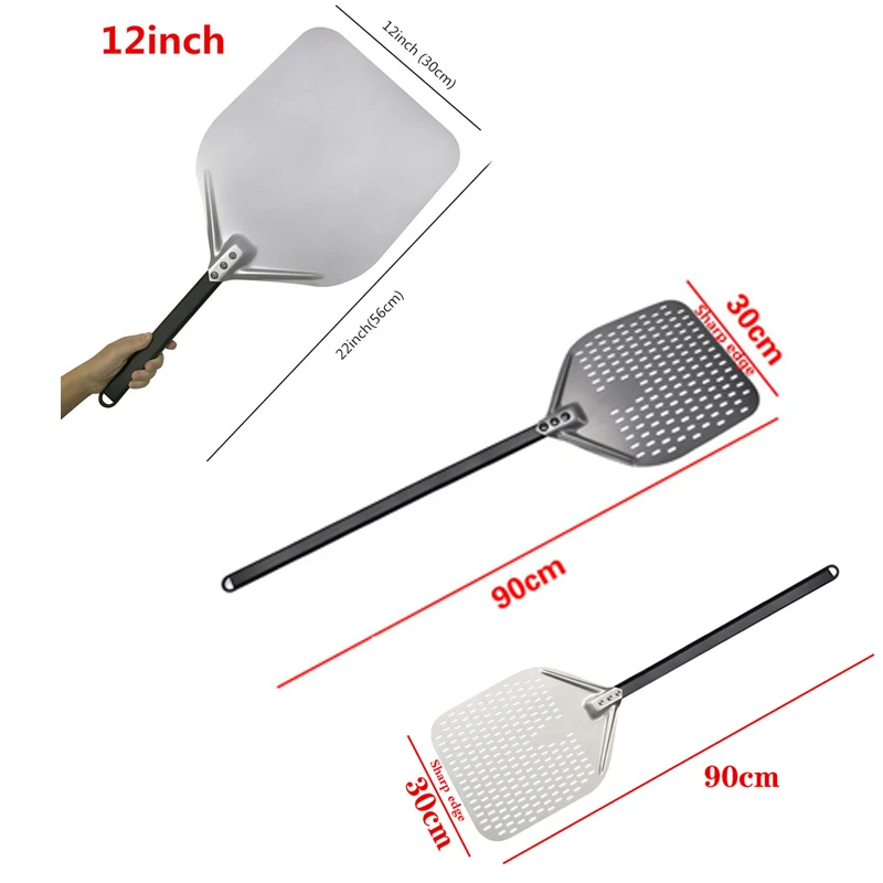 

12 14 Inch Big Long Aluminum Pizza Shovel Peel with Long Handle Accessorie Pizza Paddle Spatula Nonstick Round Pan Baking Turner