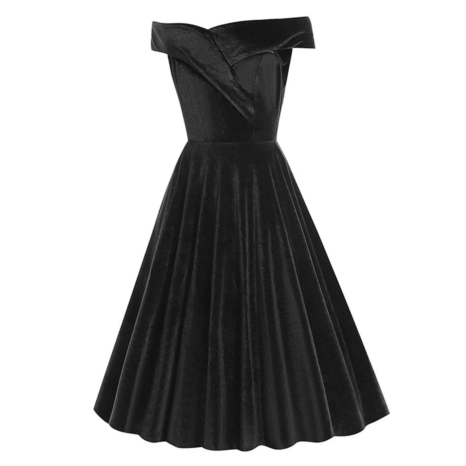 

Women's Elegant Retro Style One Shoulder Swing Waist Dress Dress Womens V Neck Long Sleeve Dress