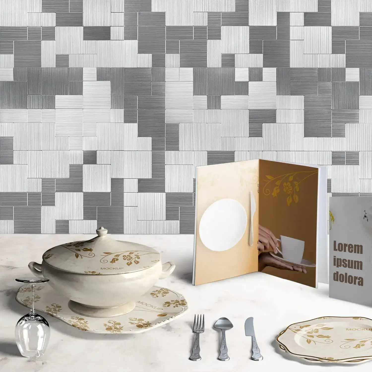 5 шт. настенная плитка из нержавеющей стали с эффектом потертости