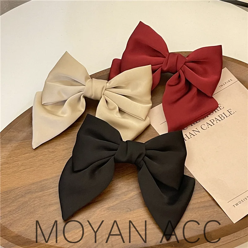 

Senior Sense Satin Bow Hairpin Large Three-dimensional Back Head Spring Clip Temperament French Retro Top Clip Headwear