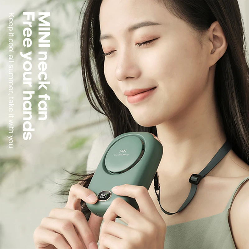 

Mini Portable Lazy Hanging Neck Fan Mini Cooling Fans Bladeless USB Rechargeable Sports Cooling Fan For Outdoor Sports Travel