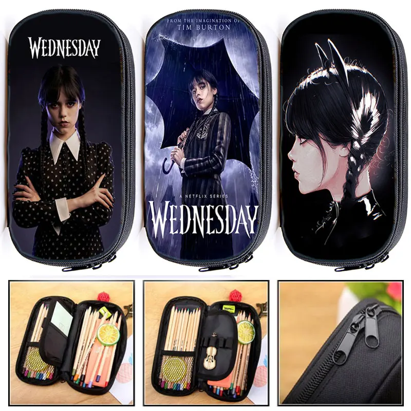 

Американский карандаш с изображением фильма «среду adдамс и идентификационный карандаш», женская школьная коробка для ручек Nevermore, нейлонов...