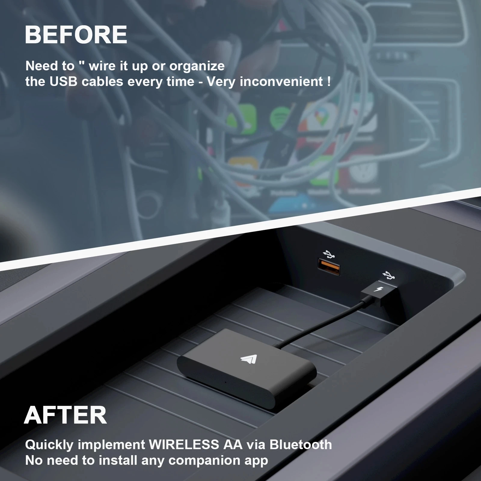 Android Auto Wireless Adapter/Dongle Android Wired to Wireless Adapter Converter for OEM Factory Wired CarPlay Car