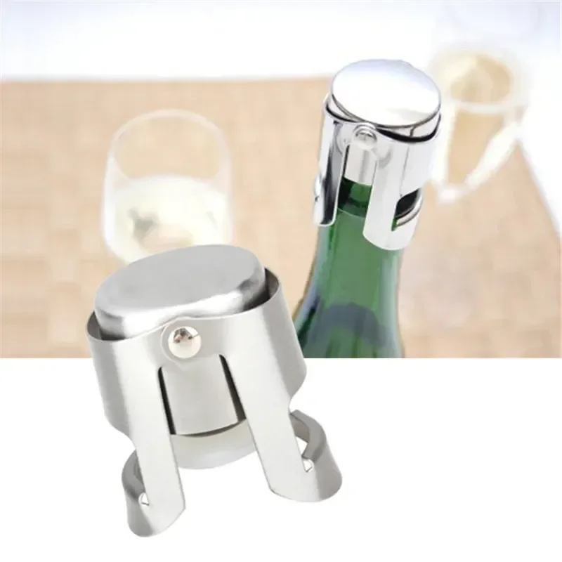 

Portable Stainless Steel Latches Silicone Sealer Champagne Sparkling Wine Bottle Stopper Sealer Bar Plug Kitchen Accessories