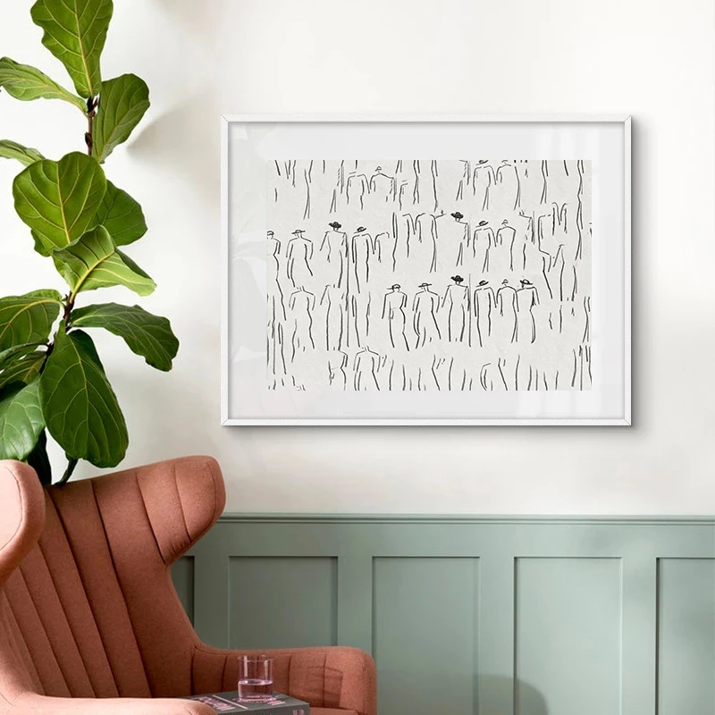 Абстрактная линия обычный плакат винтажный рисунок Картина на холсте