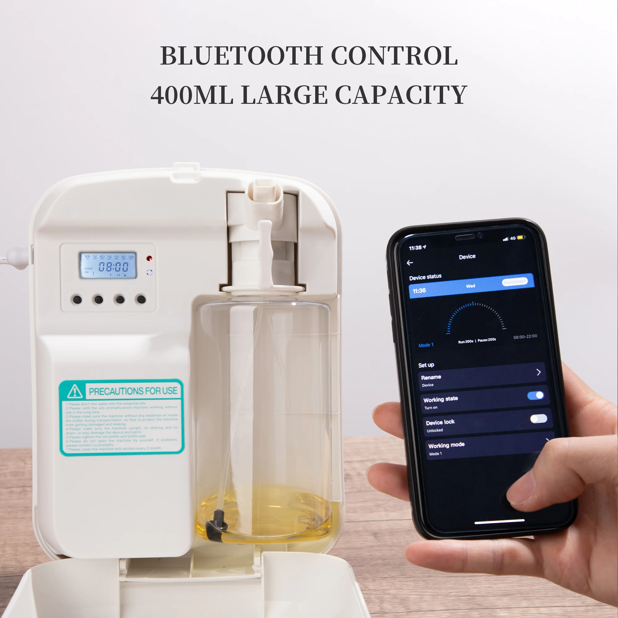 Фото Диффузор эфирных масел NAMSTE с Bluetooth, освежитель воздуха для дома, ароматизатор 400 мл, ароматизатор для отеля, Электрический ароматический оаз... №3
