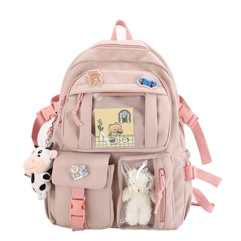 

Рюкзак с регулируемыми лямками для девочек-подростков, милый школьный портфель для книг для ноутбука в стиле Харадзюку, с несколькими карманами