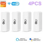 Умный гигрометр Tuya, Wi-Fi термометр с дистанционным управлением, для помещений, Alexa Google Датчик температуры и влажности Внутренний модуль автоматизации умного дома, Датчик температуры дома, Датчик влажности