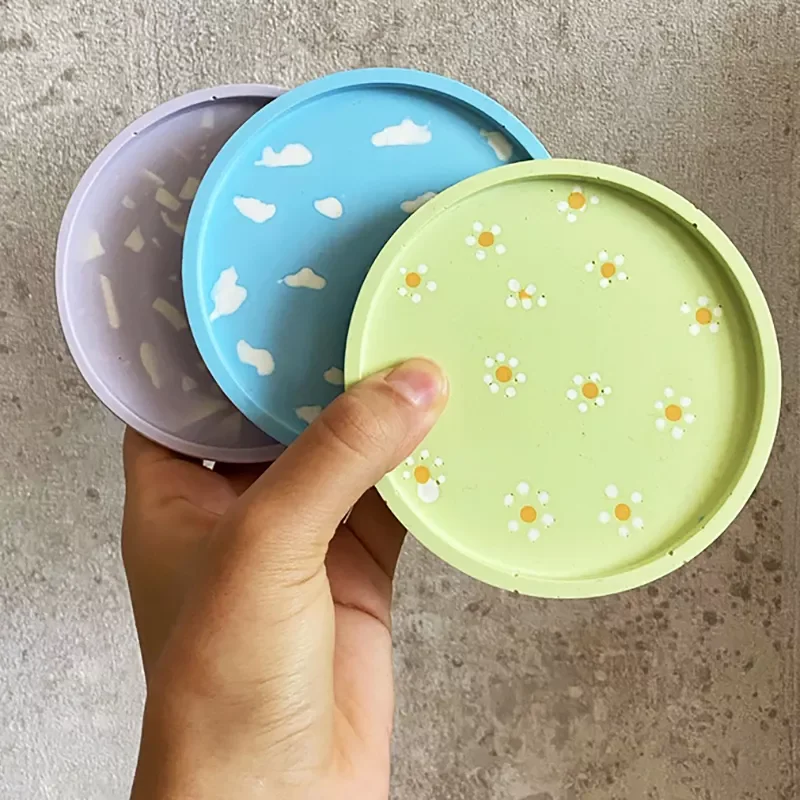 

Plaster Coaster Silicone Molds for Making Uv Epoxy Ceramic Planter Clay Pot Tray Resin Mould Home Crafts Gardening Decor