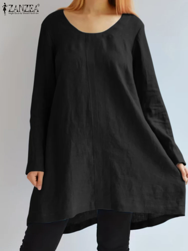 

Топ ZANZEA женский Трапециевидный с круглым вырезом, винтажная Длинная блузка с длинным рукавом, туника, Повседневная Свободная Дизайнерская одежда, осень 2023