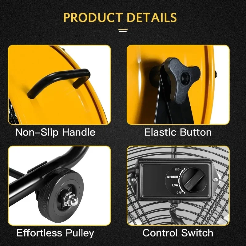 Простой роскошный 24-дюймовый сверхмощный металлический Стандартный вентилятор