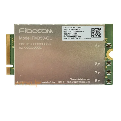 Подержанный Fibocom FM350-GL 5G M.2 модуль для ноутбука HP X360 830 840 850 G7 5G LTE WCDMA 4x4 MIMO GNSS модуль