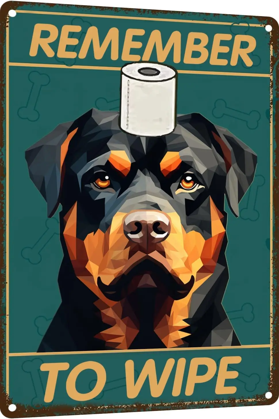 Rottweler Bhtroom Wll Decor g Sgns Metl Tn Sgn - Remember to Wpe Bthroom Werd Stuff 12x8 nches Декор Плакат Забавный Bthr