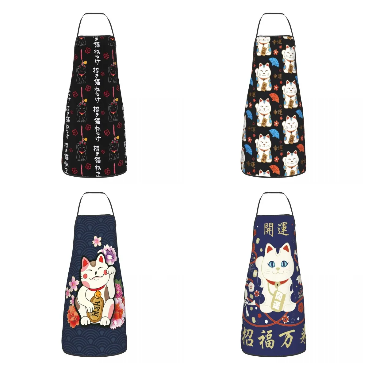 

Maneki Neko Apron Women Men Unisex Bib Lucky Cat Cooking Kitchen Tablier Cuisine Chef Gardening