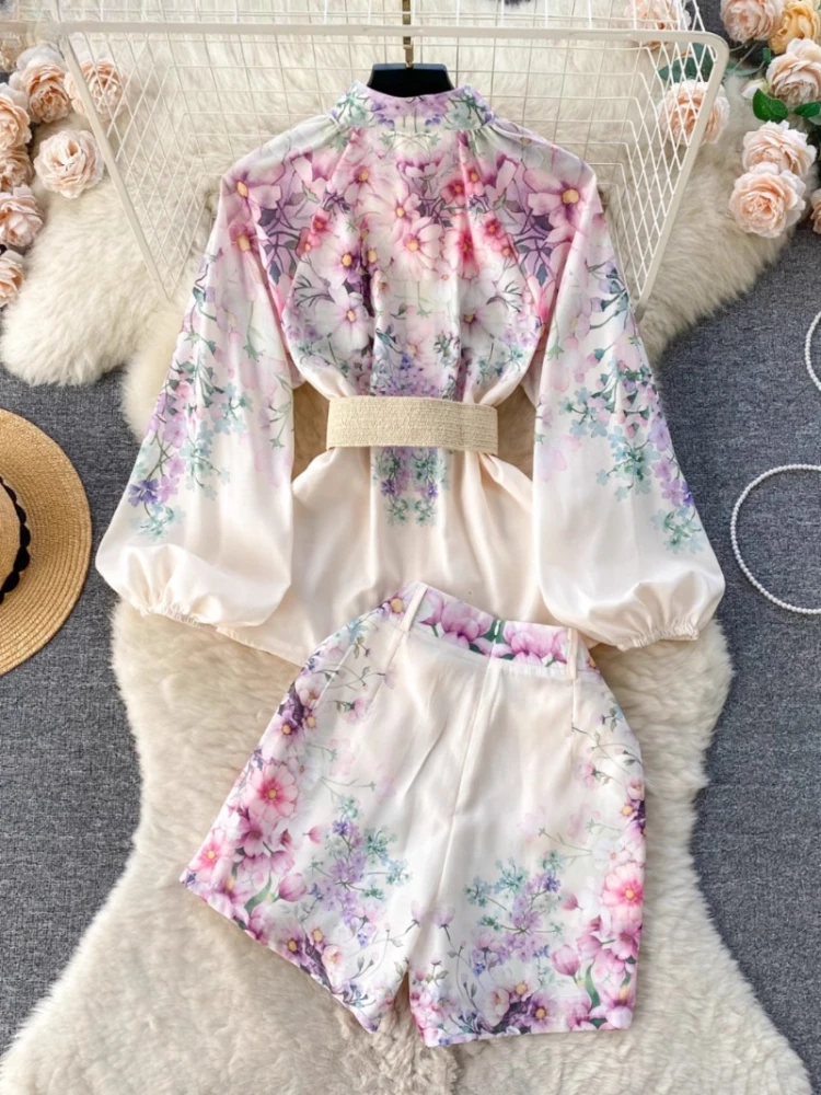 Комплект из двух предметов Женский рубашка с рукавами-фонариками и шорты