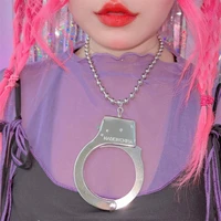 egirl jewelry big handcuffs pendant necklaces goth accessories punk hip hop aesthetic necklace for men women chain fashion
