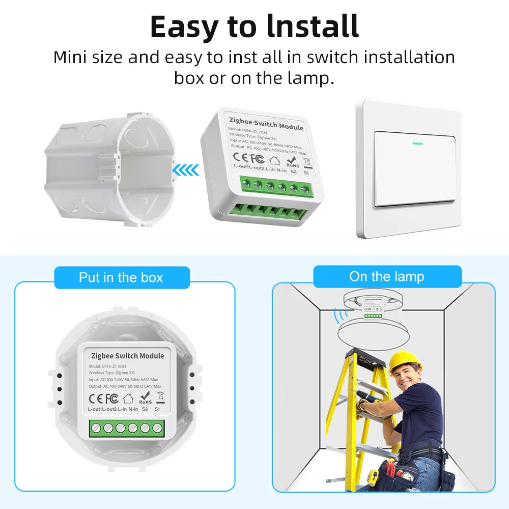Умный переключатель Aubess Tuya 10/16A Zigbee