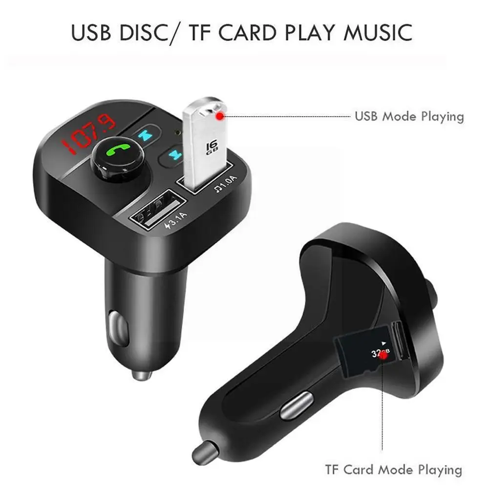 

Car Bluetooth 5.0 FM Transmitter Wireless Handsfree 3.1A Car Dual USB Charger MP3 Fast Audio Accessories Auto Receiver Play M6P0