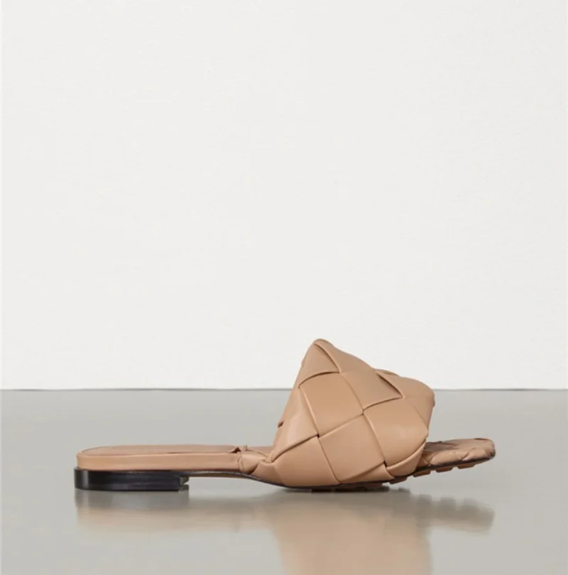 2023 Summer High Heel Banquet Walk Show Women's Sandals Square Headed Woven 9cm Slim Heel Sandals Women Small Heel