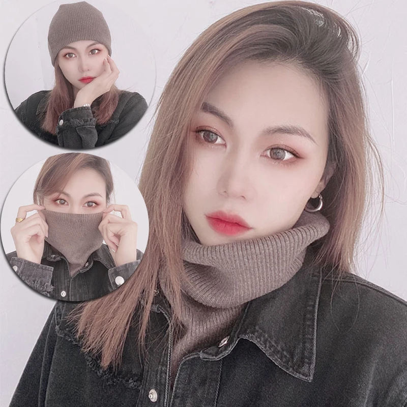 Женский кашемировый вязаный шарф с кольцом 42 см