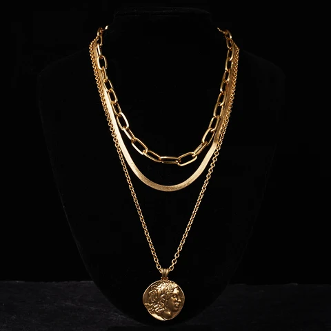 Многослойное ожерелье WEALTHYBOO золотого цвета