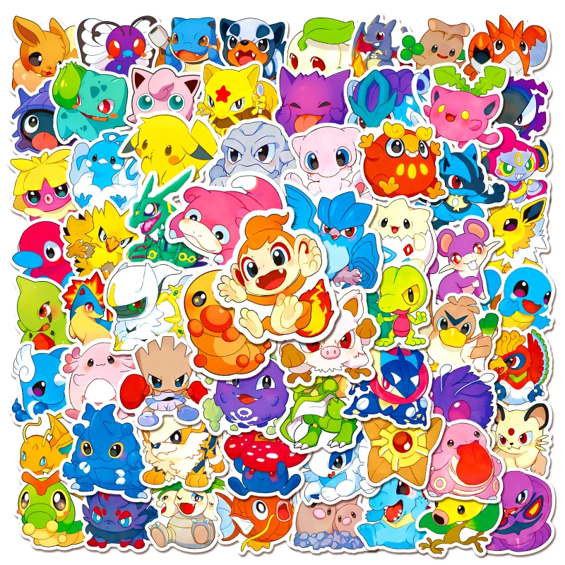

100PCS Pokémon Q Version Graffiti Sticker Anime Cartoon Notebook Cup Decoration Waterproof Stationery Sticker Reward Gift