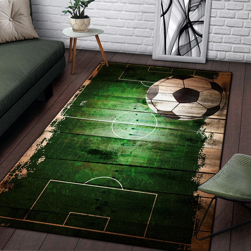 3d Soccer Football Sports Silhouette Pattern Decorative Square Rug Modern House Floor Matte Bedroom Carpet  Poster Mat Fans Gift