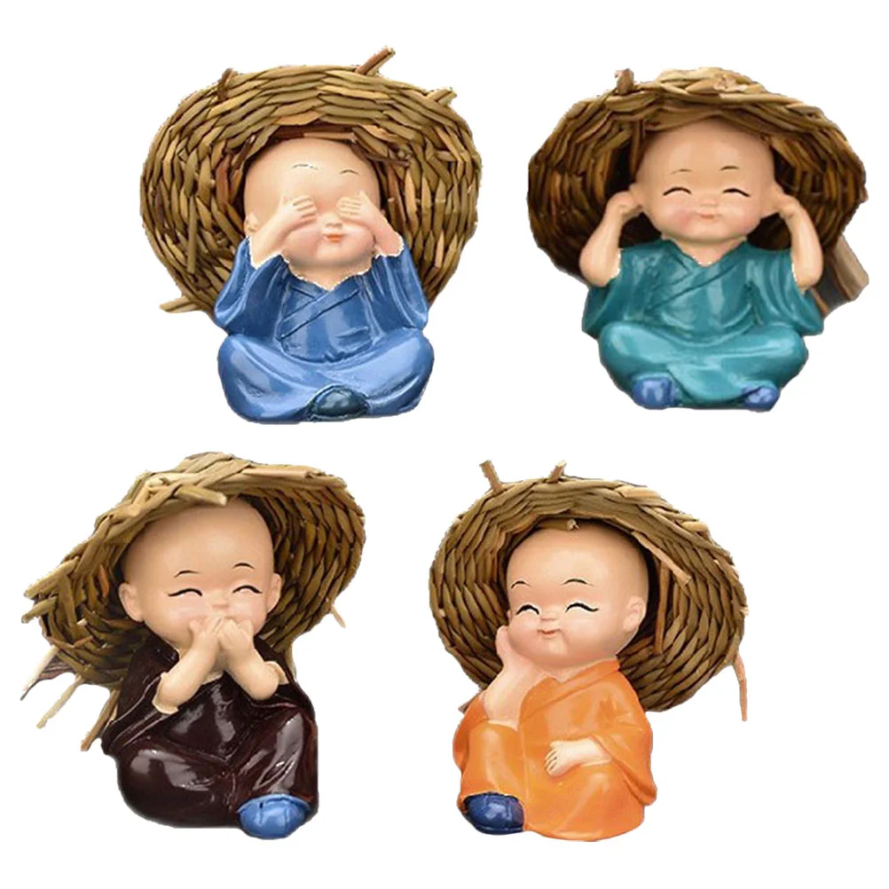 4 шт. украшения Маленький монах декоративные фигурки поделки из смолы