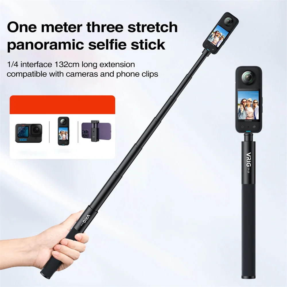 

New For Insta360 130CM Extendable Invisible Selfie Stick Pole Universal Rod for For GoPro 11 10 9 8 7 6 5 Insta360 One RS/X3