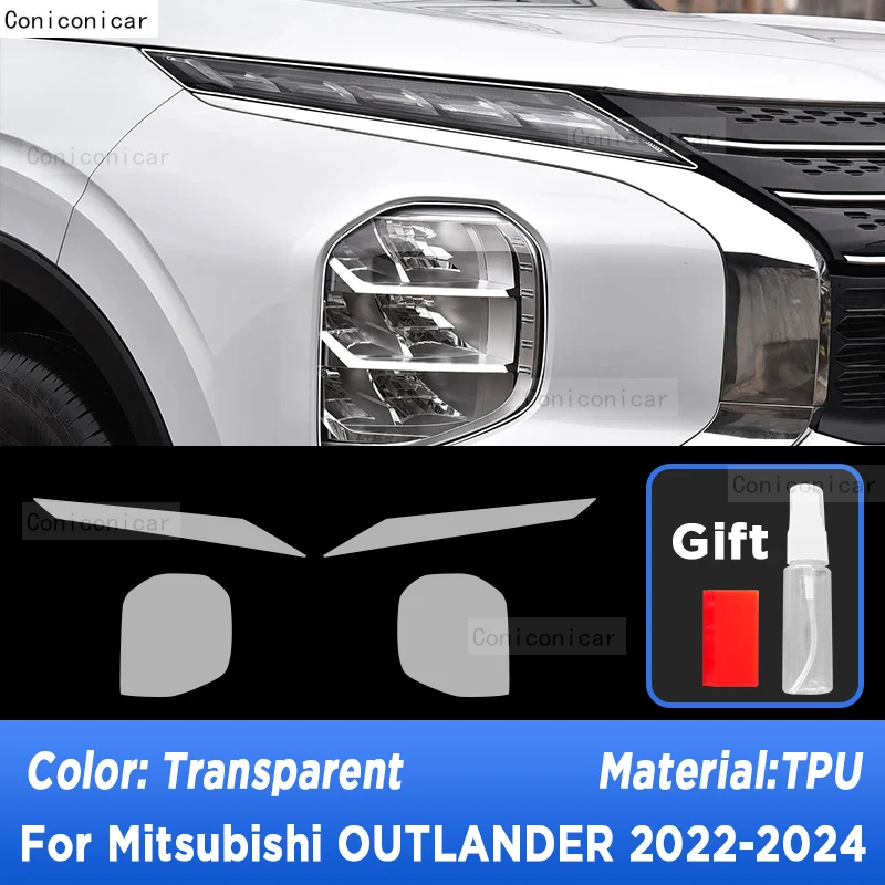 Фото Для Mitsubishi OUTLANDER 2022-2024 автомобильная внешняя фара против царапин передняя лампа прозрачная защитная пленка из ТПУ аксессуары №2