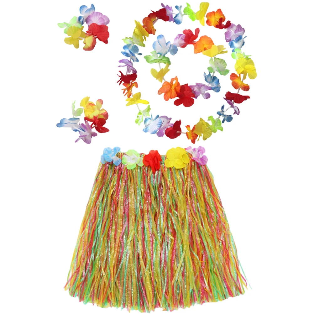 

Grass Skirt Suit Ornament Kids Hawaii Straw Skirt Clothing Luau Garland Party Hula Skirt Straw Skirt Festival Child