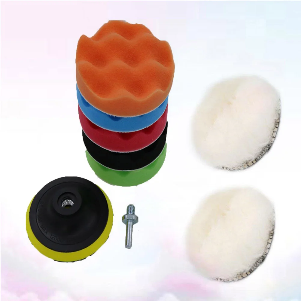 

9 Pcs Buffing Pads Waxing Wheel Car Polishing Drill Sponge Dish Buffer Kit Foam
