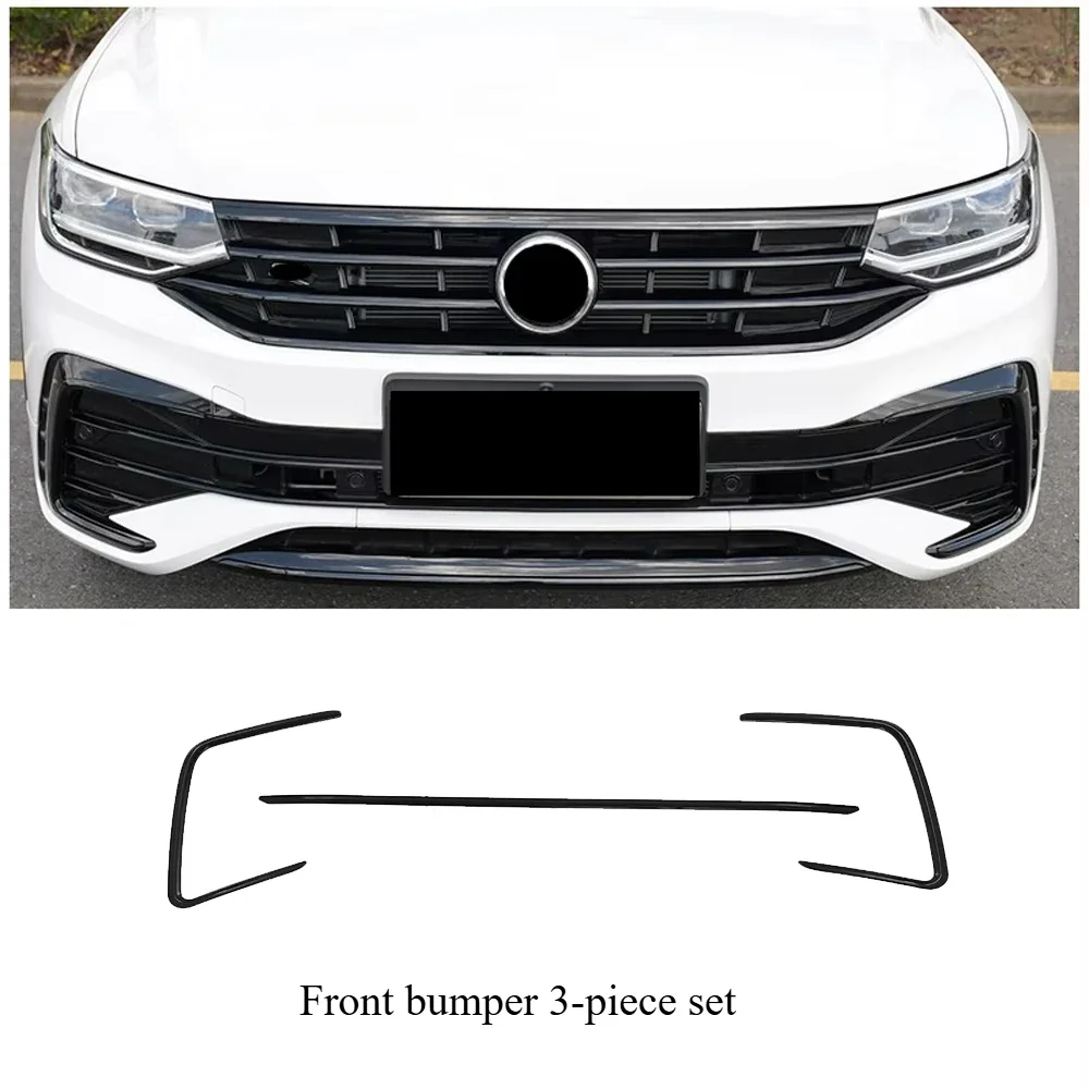 

Для VW Volkswagen Tiguan MK2 2022 2023, передний бампер, гриль, накладка, глянцевое черное украшение, сплиттер, внешняя полоса, аксессуары