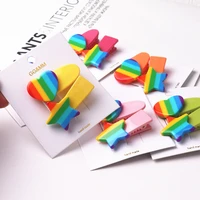 new rainbow color duckbill clip heart shaped star girl bobby pins bangs clip hairpin childrens hair clips hair accessories gift
