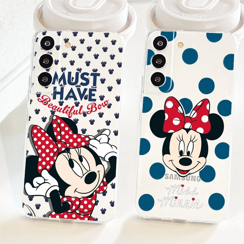 

Couple Minnie Mouse Cool Phone Case For Samsung S22 S21 S20 FE Ultra Pro Lite S10 S10E S9 S8 S7 Plus 5G Transparent Cover