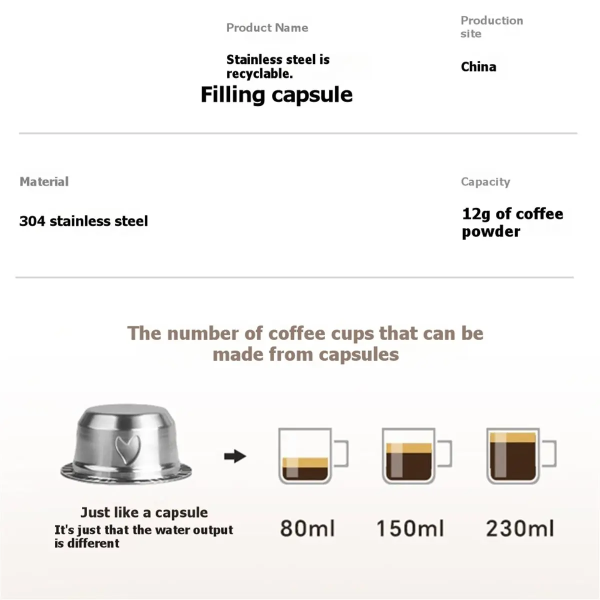 Фото обновление. Многоразовые капсулы для эспрессо Nespresso Vertuo Pop/Next/Plus, перезаполняемые кофейные капсулы с темпером, ложкой и щеткой, 230 мл №4