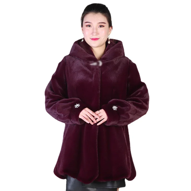 Winter Jacket Women 2021 Short Coats Women Winter 2021 Elegant Luxury Faux Mink Fur Coats for Women Warm Thick Hooded Fur Coat