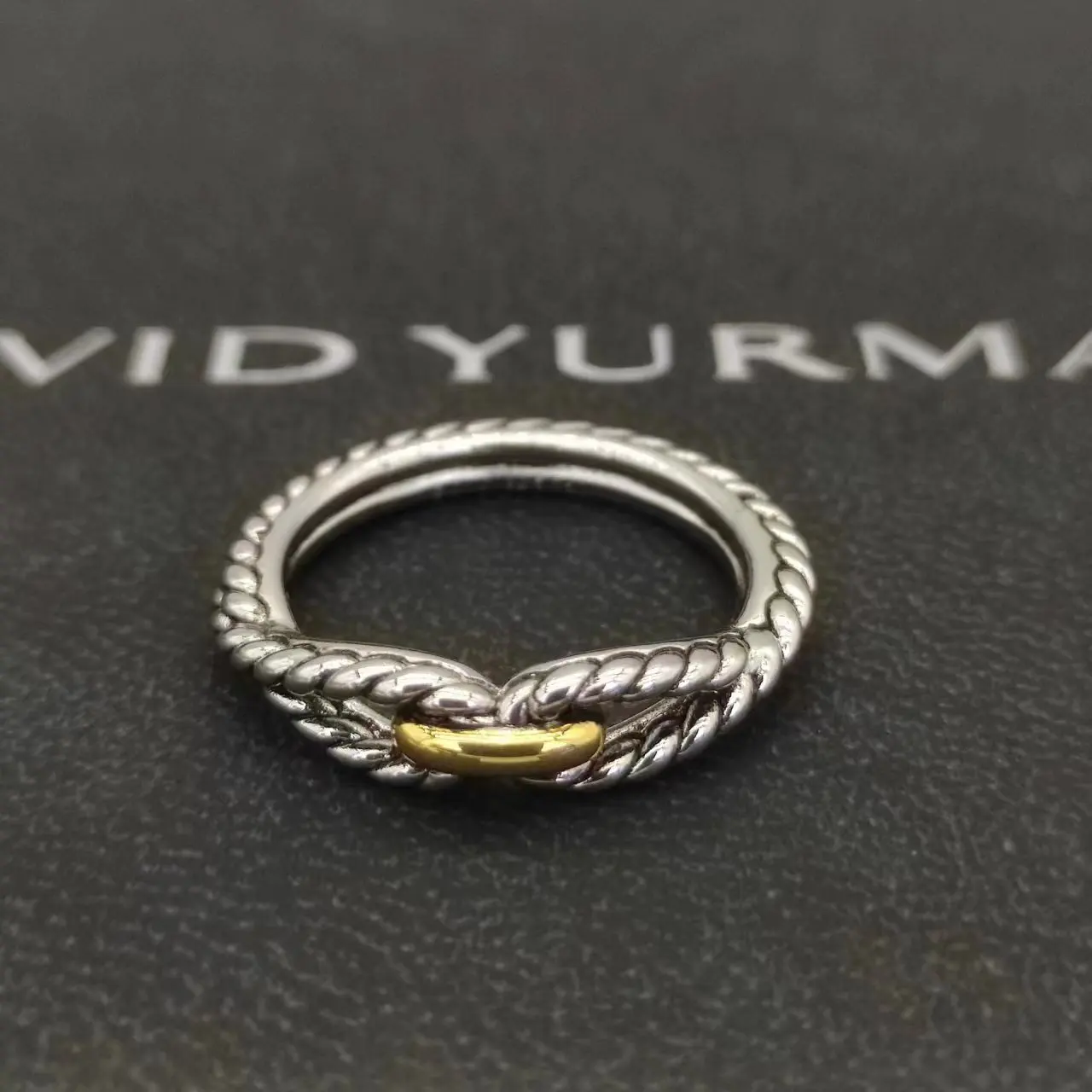 

HSC David Yurman Rings Petite Twist Cable Buckle in Silver 925 Plated 18K Yellow Gold with Pavé Diamonds