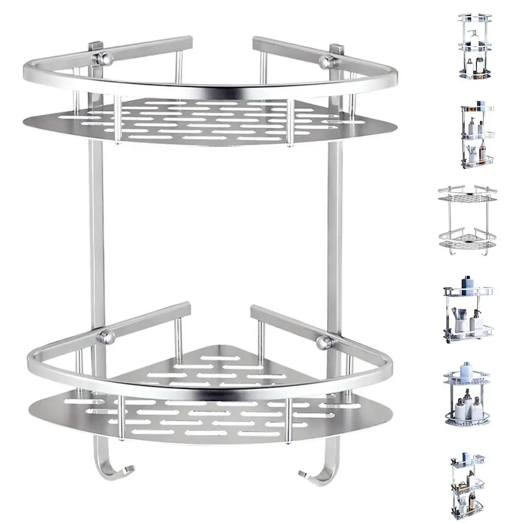 

Punch-free Aluminum Bathroom Corner Rack Shower Gel Shampoo Organizer Holder Cosmetic Storage Shelves