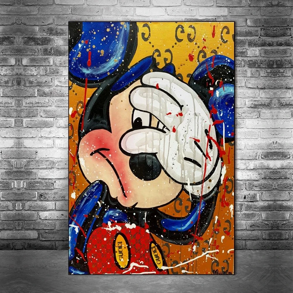 

Disney Graffiti Canvas Wall Art Print Funny Mickey Poster Home Decoration Cartoon Painting For Bedroom Modular Pictures No Frame