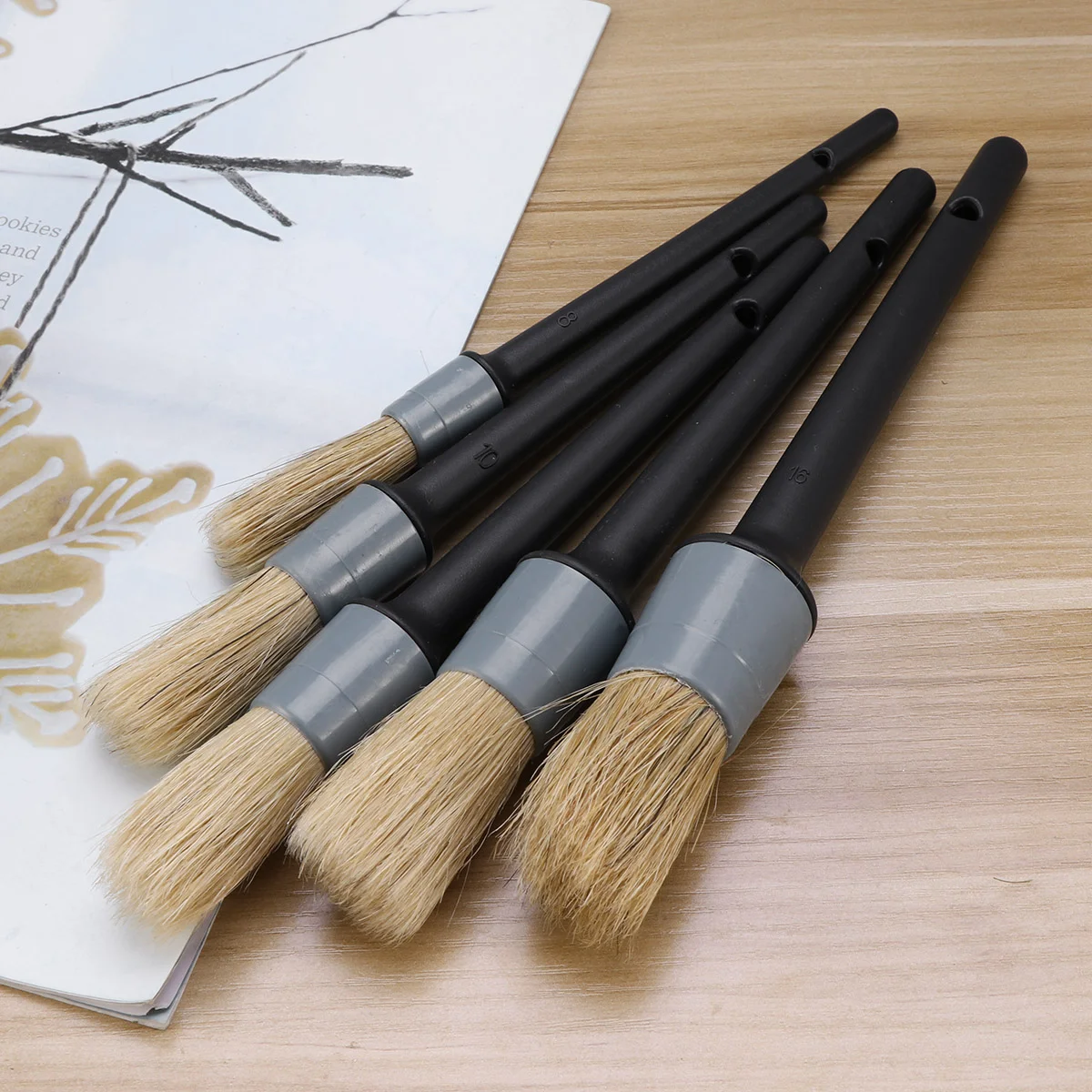 

Brush Brushes Cleaning Car Auto Detail Set Wheels Grill Oil Bbq Flat Head Round Varnish Sets Paintbrush Wax Thickness Tool