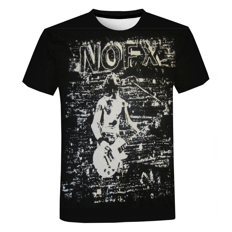 

Y2K Clothing Summer Oversized T Shirt for Men Rock Band NOFX 3D Graphic T-shirts Fashion Harajuku Street Short Sleeve Tops Tees