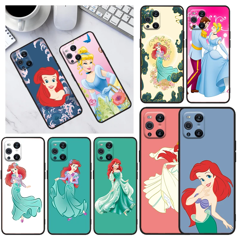 

Disney Mermaid Princess For OPPO Find X3 X2 R17 Neo Lite R15 R9S F19 F15 F11 F9 K9 K5 Pro Plus 5G K3 Black Phone Case Capa