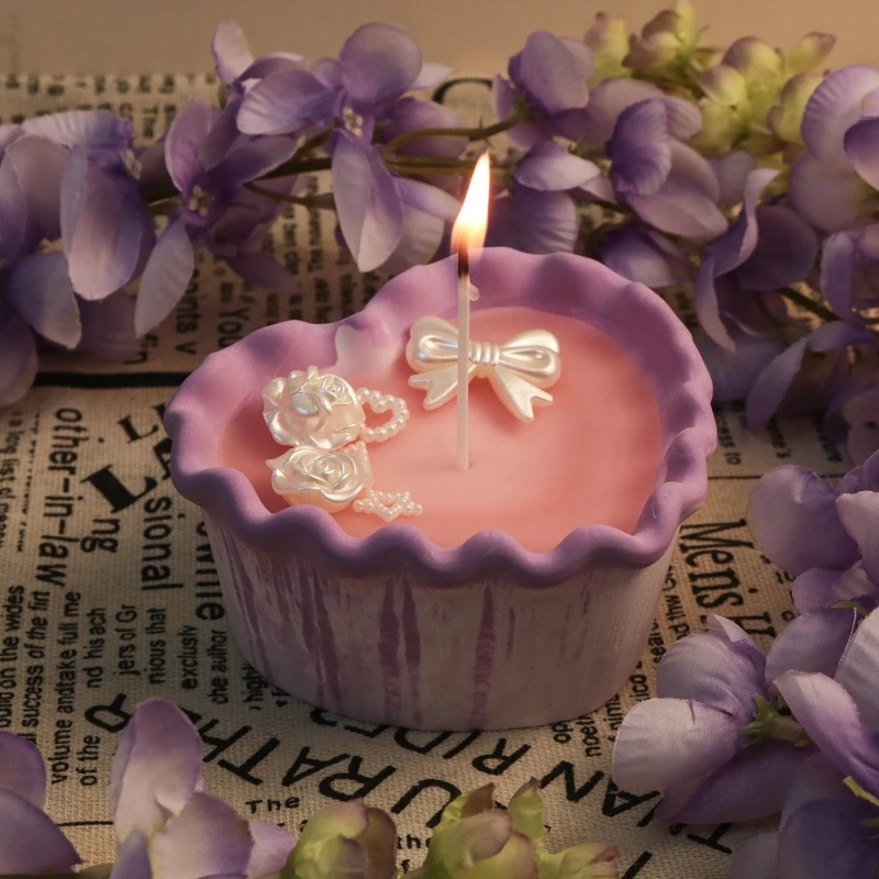 Кружевная свеча с волнистыми краями украшение сделай сам для ароматерапии