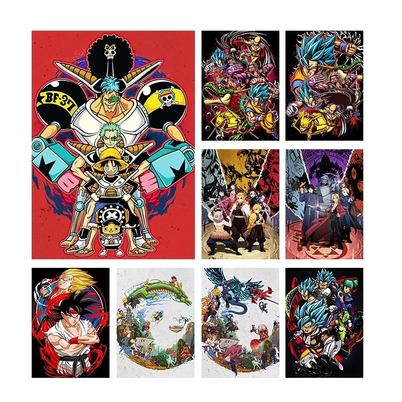 

Japanese Anime Canvas Painting One Piece Dragon Ball Posters and Prints Wall Art Print Mural Pictures Kids Room Home Decoration