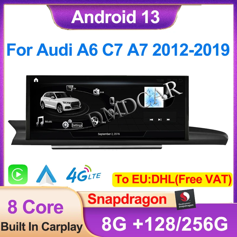 Заводская цена 8-ядерный 8 + 256G для Audi A6 A7 C7 2012-2019 Qualcomm Android 13 GPS-навигатор