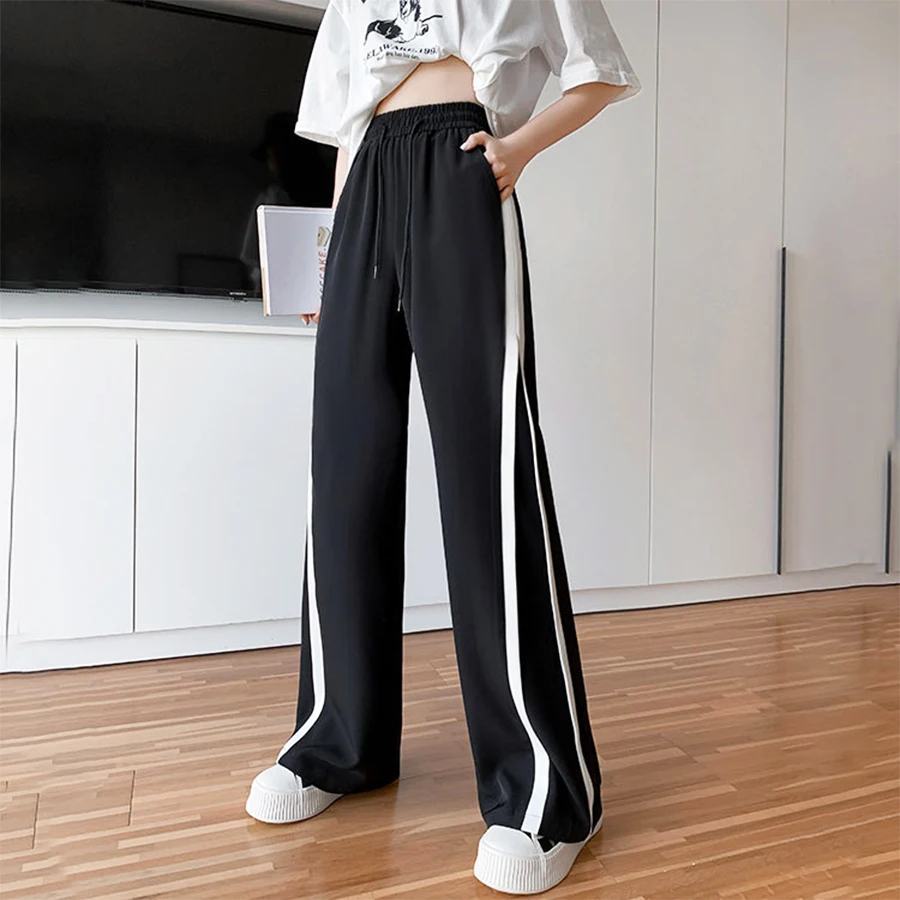 

Y2K High Waist Casual Wide Leg Pants Sweatpants Women Long Straight Oversize Pant Summer Korean Black Sporty Streetwear Trousers