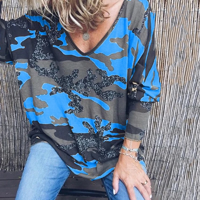 

Женская футболка с длинным рукавом, V-образным вырезом