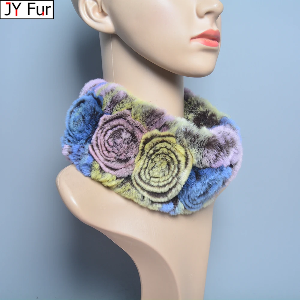 Cheap Winter Bont Hoofdbanden Voor Vrouwen Gebreide Rex Konijnenbont Sjaal Voor Vrouwen Echt Bont Hoofd Wrap Oor Warmer Nieuwste Mode haarband